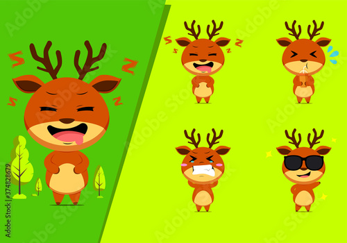 Cute reindeer emoticon character set #3
