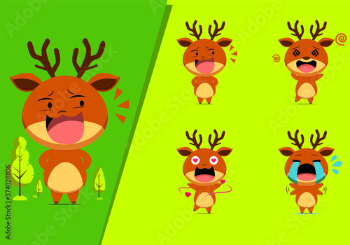Cute reindeer emoticon character set #5