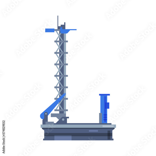 Для ИнтеSpaceship Launch Platform, Spaceport Flat Style Vector Illustration on White Backgroundрнета