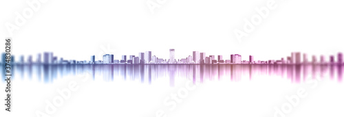 Photography urban city skyline with reflection in Tokyo, Japan