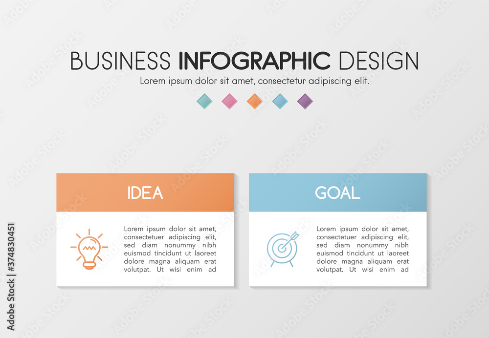 Obraz premium Business infographic layout with 2 steps. Diagram. Vector