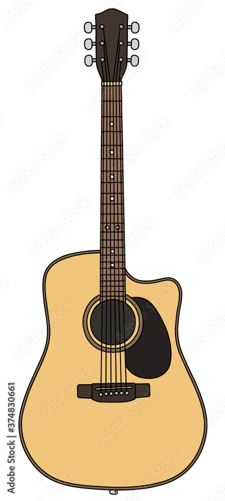 Obraz premium The vectorized hand drawing of a classic accoustic guitar