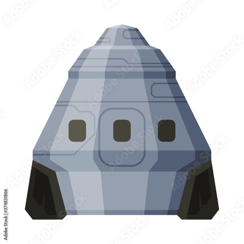 Space Shuttle, Cosmos Exploration, Astronautics and Space Technology Theme Flat Vector Illustration on White Background