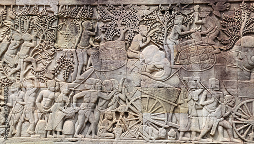 Wall carving of Prasat Bayon Temple, Angkor Wat, Siem Reap, Cambodia