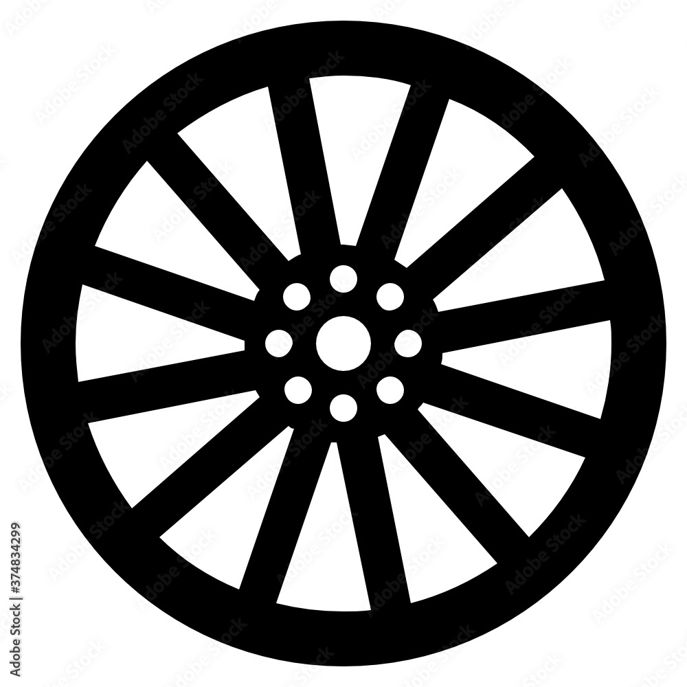 Fototapeta premium A luxurious wheel rim for car is presented in this solid vector