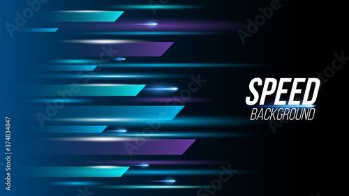 Abstract background technology high speed racing for sports  of long exposure light on black background.Science geometric shape modern elegant design.Vector illustration.