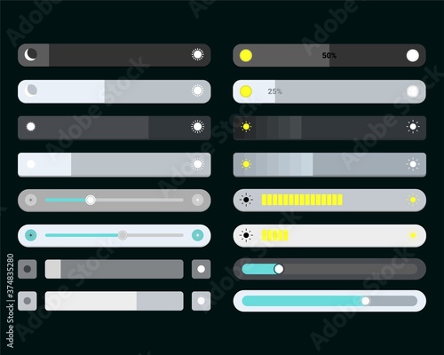 Screen brightness control panel template. Illustration vector