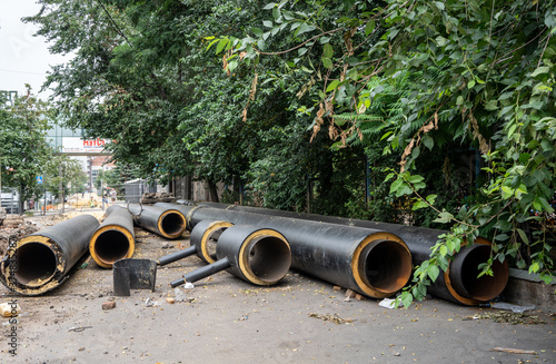 Insulated water pipes, urban sewerage infrastructure. © YouraPechkin