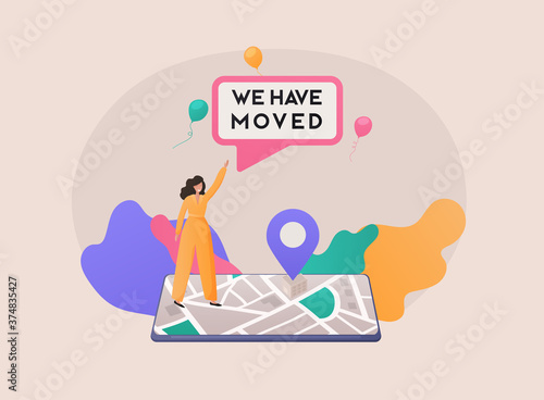 We have moved concept. People announce change address. Use for landing page, template, ui, web, mobile app, poster, banner.