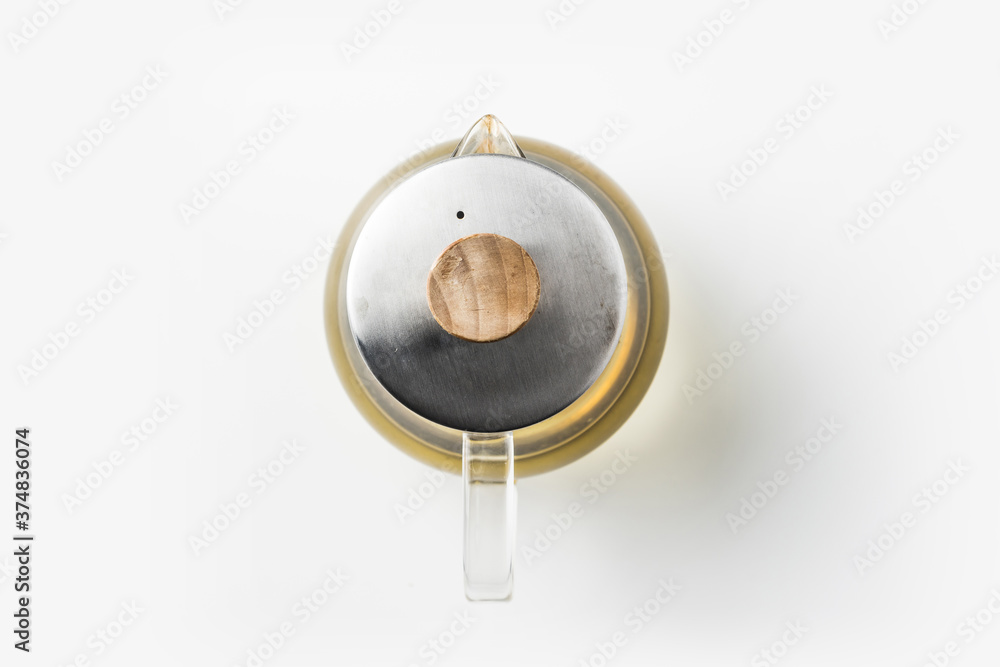 Top view of glass tea pot on white background Top view of glass tea pot on white background