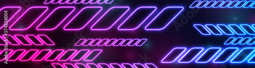 Blue and purple glowing neon abstract technology background. Luminous futuristic vector banner design