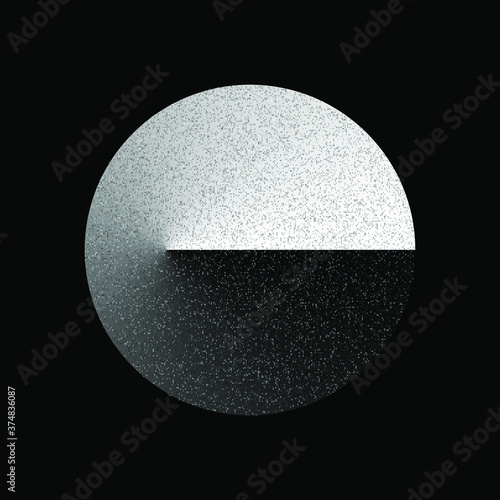 Circle with rounded gradient. Abstract background with circle and noise over it.
