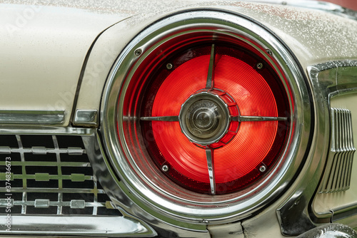 Tail light of a classic American car from the sixties