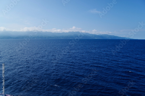 日本海の海上から見る佐渡島