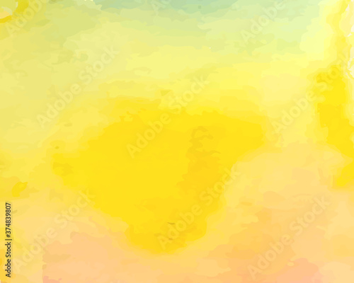 水彩の背景／空／にじみ／ぼかし／絵の具／フレーム／テクスチャ／黄色／緑／オレンジ © yugoro