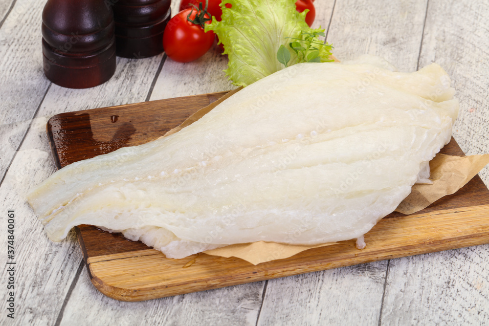 Raw halibut fillet Raw halibut fillet