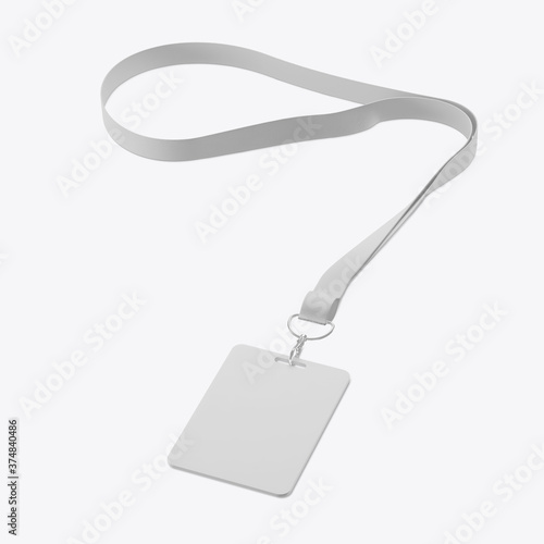 Foto ID card and lanyard mockup on white background