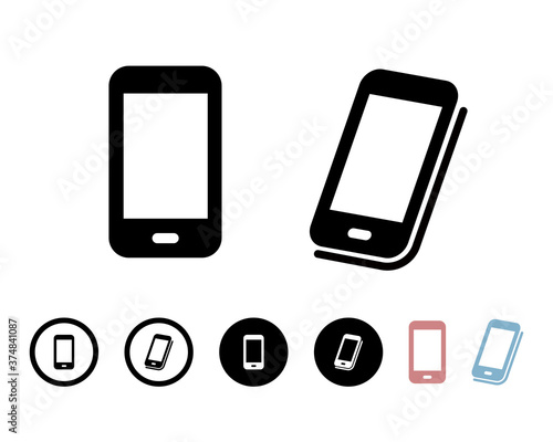 スマートフォンのシンプルなアイコンのセット／丸／携帯電話／スマホ／アンドロイド／マーク／モバイル