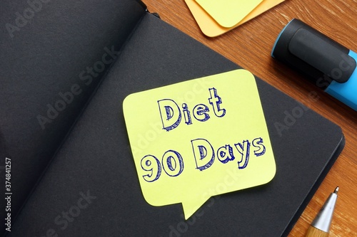 Weightloss concept about diet 90 days with inscription on the page. photo