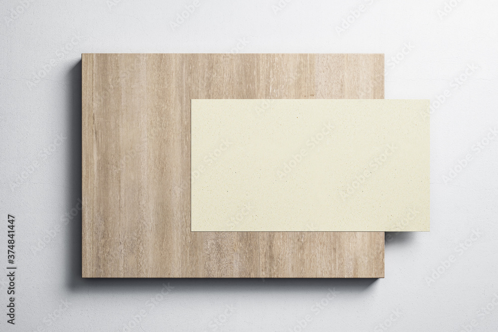 Blank yellow banner hanging on wooden placard Blank yellow banner hanging on wooden placard
