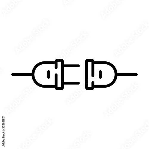 Concepto energía eléctrica. Logotipo lineal enchufe eléctrico con cable y conector en color negro