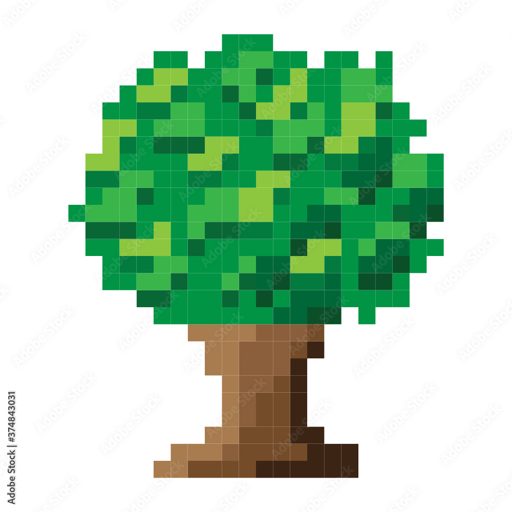 Fototapeta premium Tree pixel art. Vector picture.