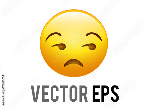 vector gradient yellow afraid,  disappointed and upset face emoji icon