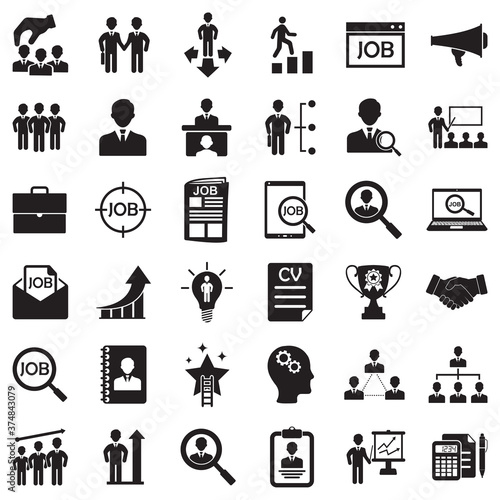 Career And Business Icons. Black Flat Design. Vector Illustration.