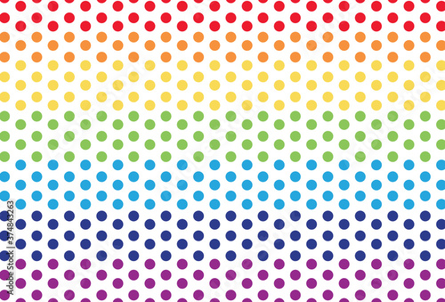 Colour polka dot pattern. Vector rainbow polka dot pattern. Gradient polka dot pattern. 