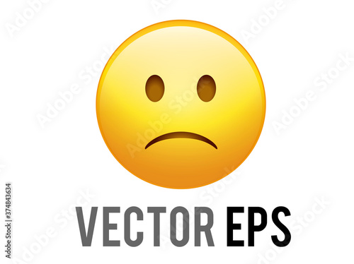 Vector gradient yellow afraid,  disappointed and upset face emoji icon
