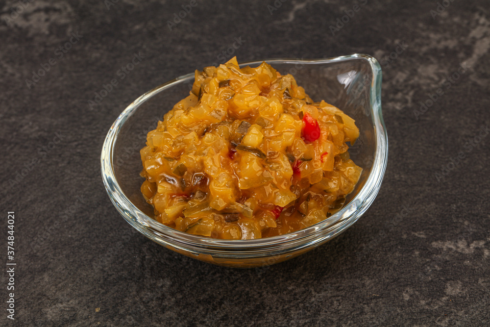 Relish sauce with cucumbers and mustard Relish sauce with cucumbers and mustard