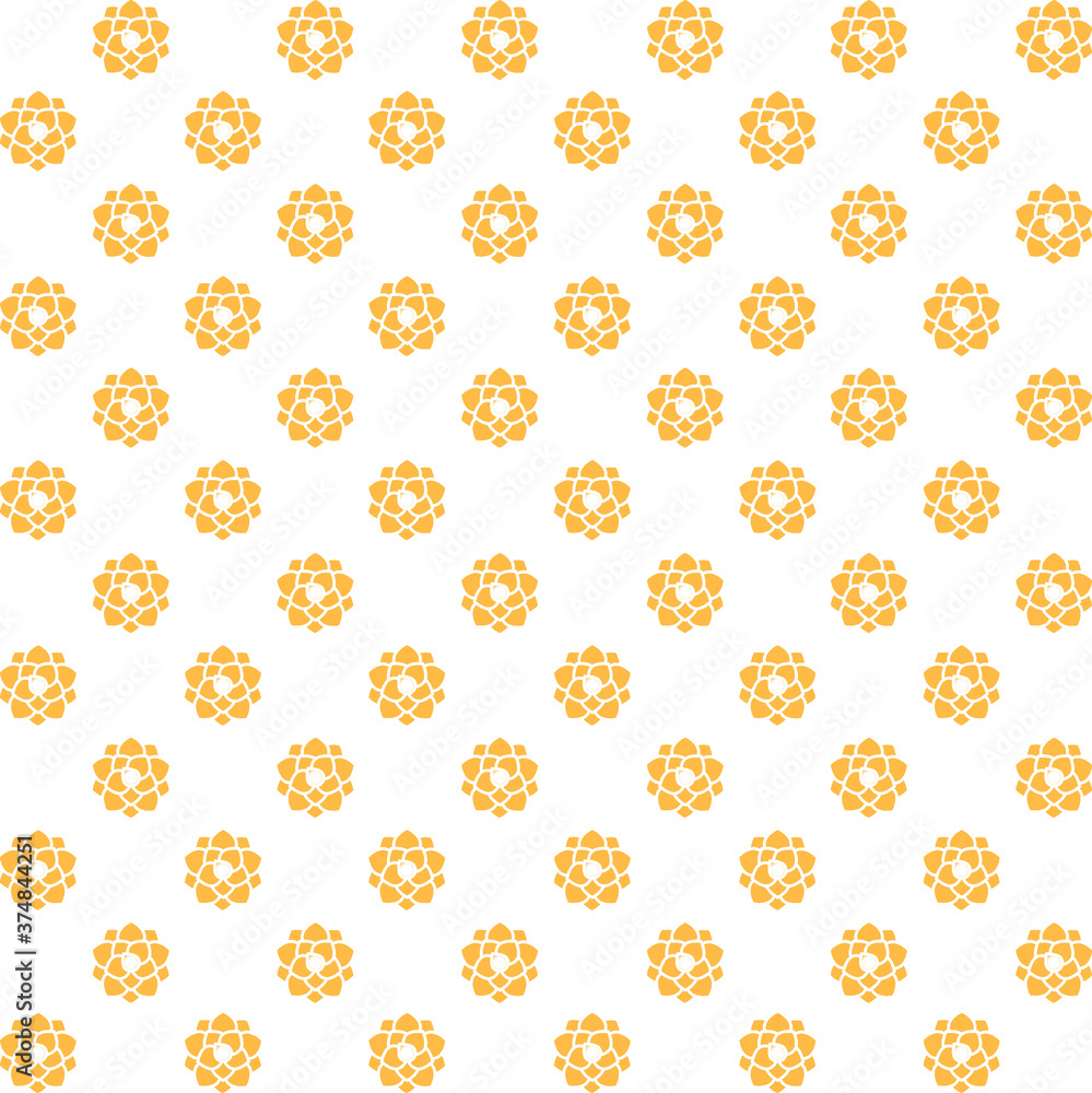 golden yellow mandala flower with white background repeat pattern