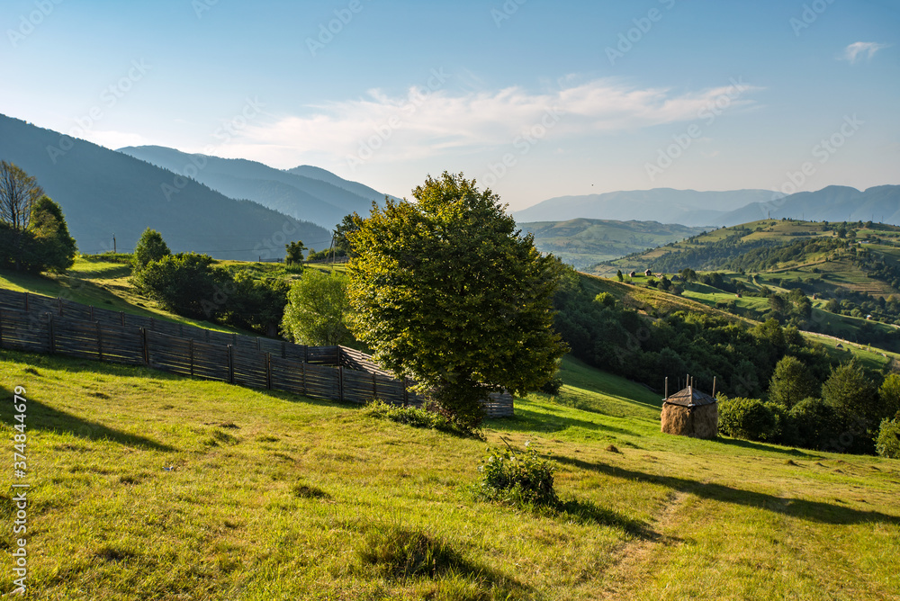 panorama of countryside in the mountains.