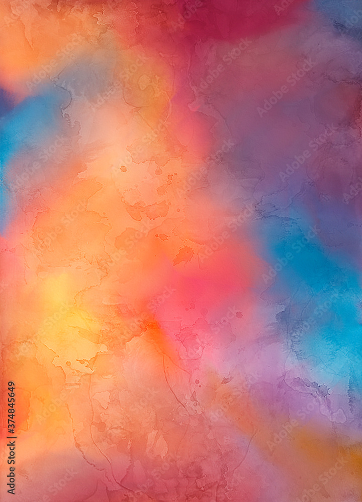 bright Abstract watercolor drawing on a paper image	
