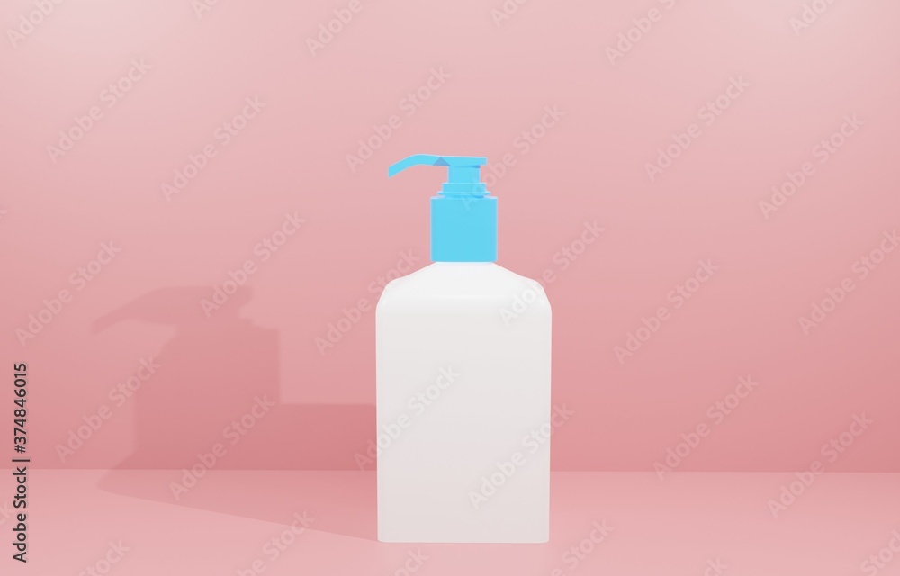 White Plastic Pump Bottle Mock-Up - Liquid Soap, Sanitizer, Shampoo. 3D Render. 3D Illustration White Plastic Pump Bottle Mock-Up - Liquid Soap, Sanitizer, Shampoo. 3D Render. 3D Illustration