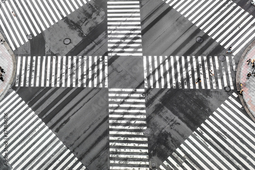 Canvas Print urban city aerial view in ginza, tokyo, Japan