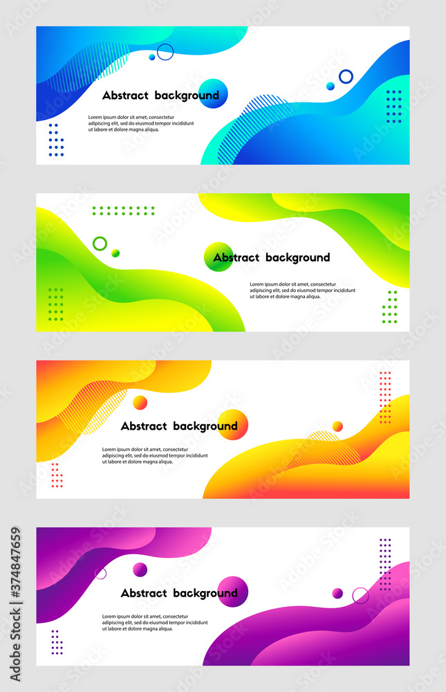 Liquid abstract vector backgrounds. Set of fluid banner templates for social media, web sites. Wavy shapes