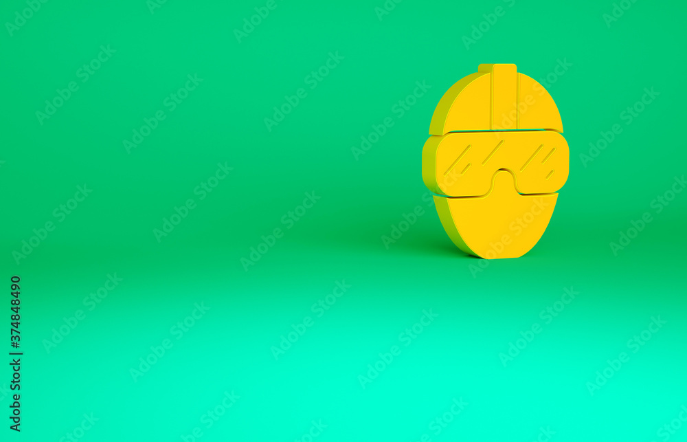 Orange Special forces soldier icon isolated on green background. Army and police symbol of defense. Minimalism concept. 3d illustration 3D render. Orange Special forces soldier icon isolated on green background. Army and police symbol of defense. Minimalism concept. 3d illustration 3D render.
