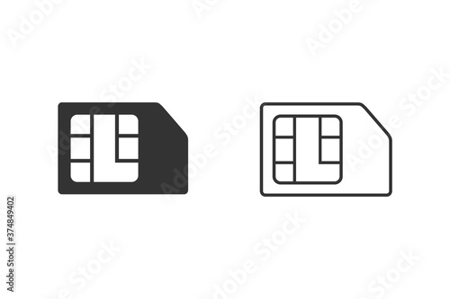 Sim card vector line icon set. Sim card icon symbol. Sim card mobile slot 