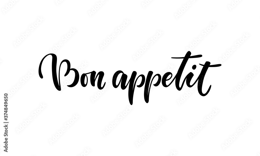 Bon Appetit hand lettering. Good Appetite. vector doodle icons. Isolated on white background. Design for menu restaurant and cafe