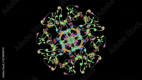 芸術的でカラフルなサイケデリック曼陀羅アニメーション