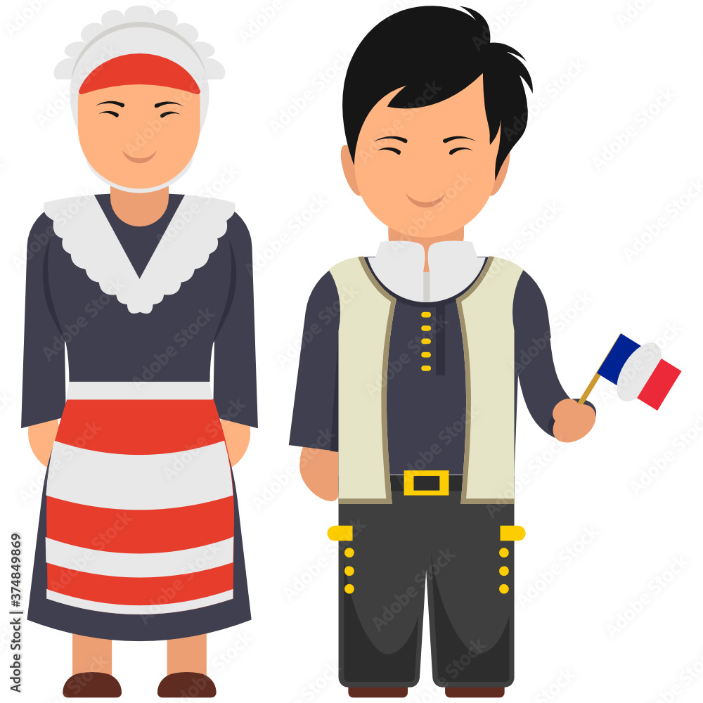 
A flat vector of french outfit 
