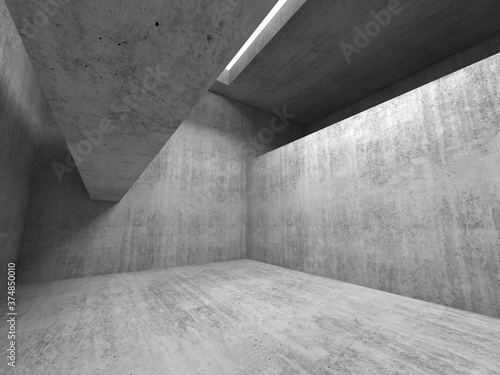 Abstract empty room background, gray concrete 3d