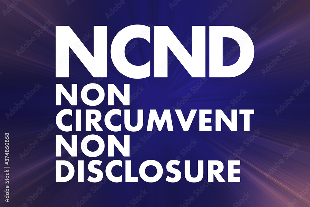 NCND - Non-Circumvent and Non-Disclosure acronym, business concept background
