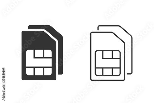 Sim card vector line icon set. Sim card icon symbol. Sim card mobile icon