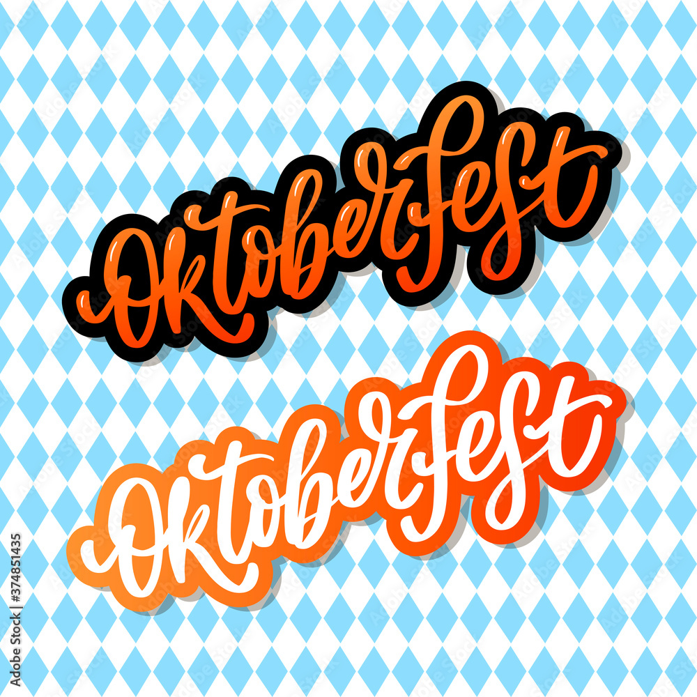 Fototapeta Oktoberfest celebration background. Happy Oktoberfest in German Lettering typography. Beer festival decoration badge icon.