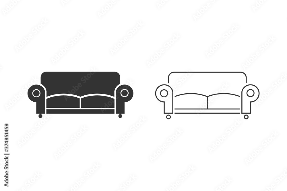 Sofa Line Icon Set. Furniture or Interior Element Illustration in Glyph Style As A Simple Vector Sofa Line Icon Set. Furniture or Interior Element Illustration in Glyph Style As A Simple Vector