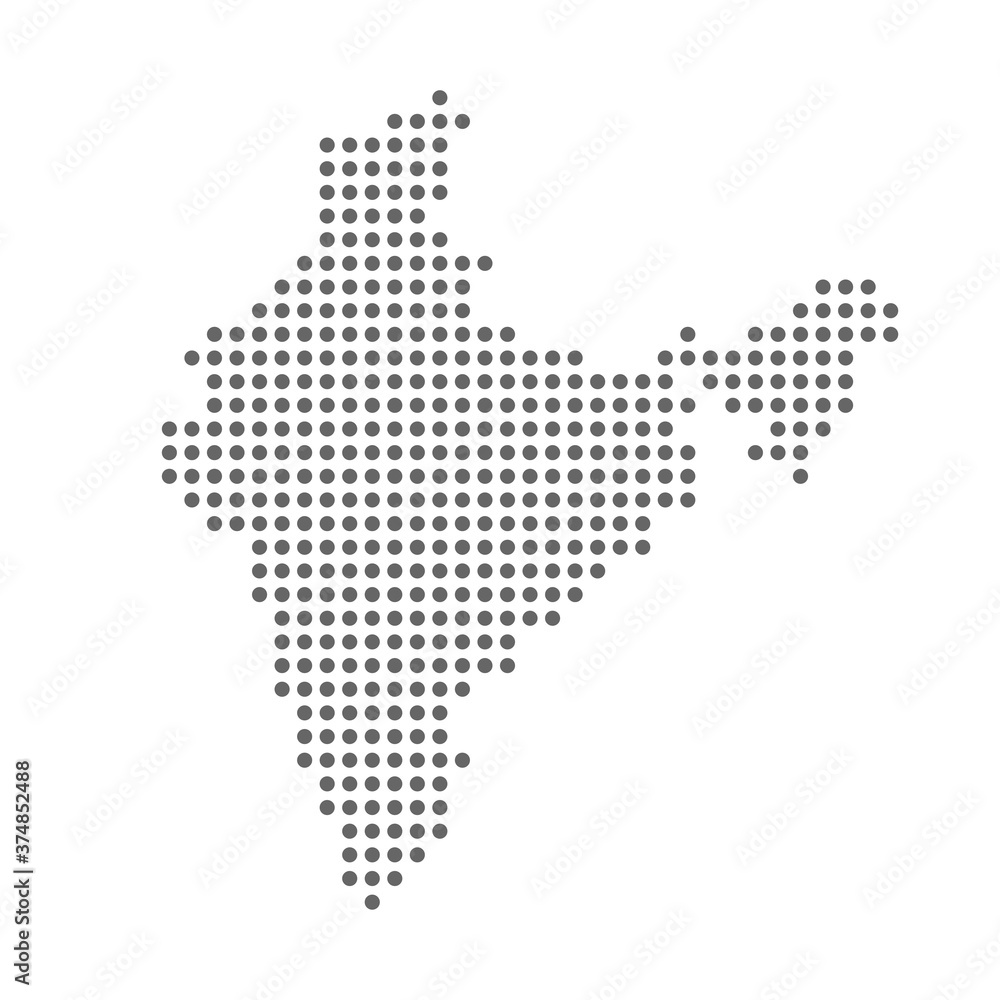 india dot map. indian vector dotted chart. modern infographic grey silhouette on white background