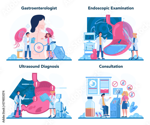 Gastroenterology doctor concept set. Idea of health care
