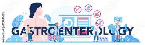 Gastroenterology doctor typographic header. Idea of health care